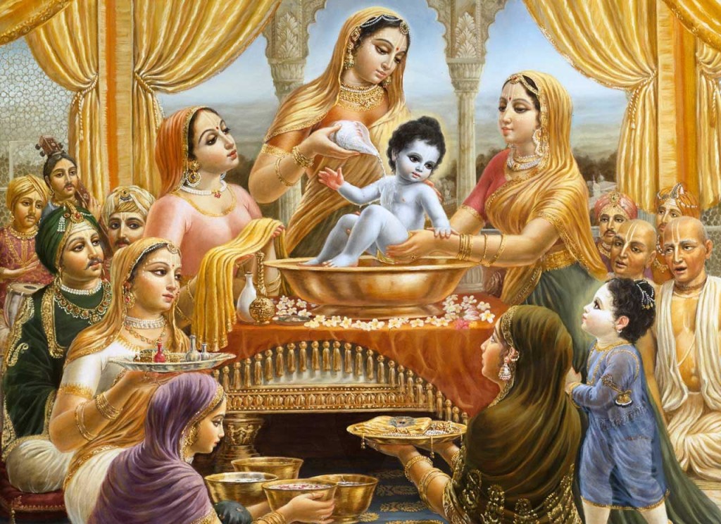 Mother Yashoda bathes Krishna