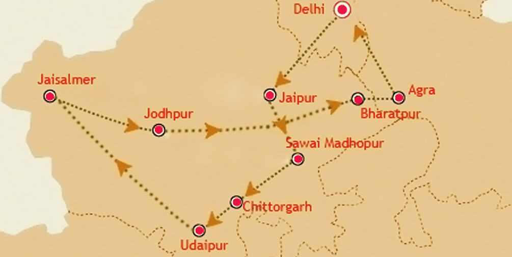 Palace on Wheels Route Map